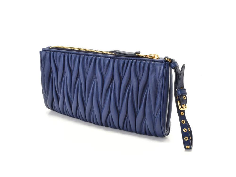 Miu Miu Clutch Bag Matelasse Blue